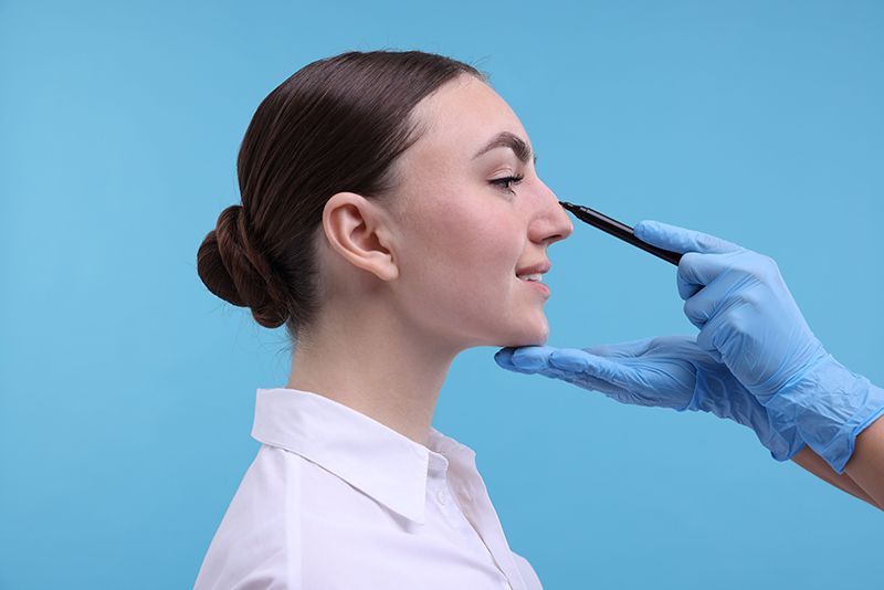 Lady at a rhinoplasty consultation